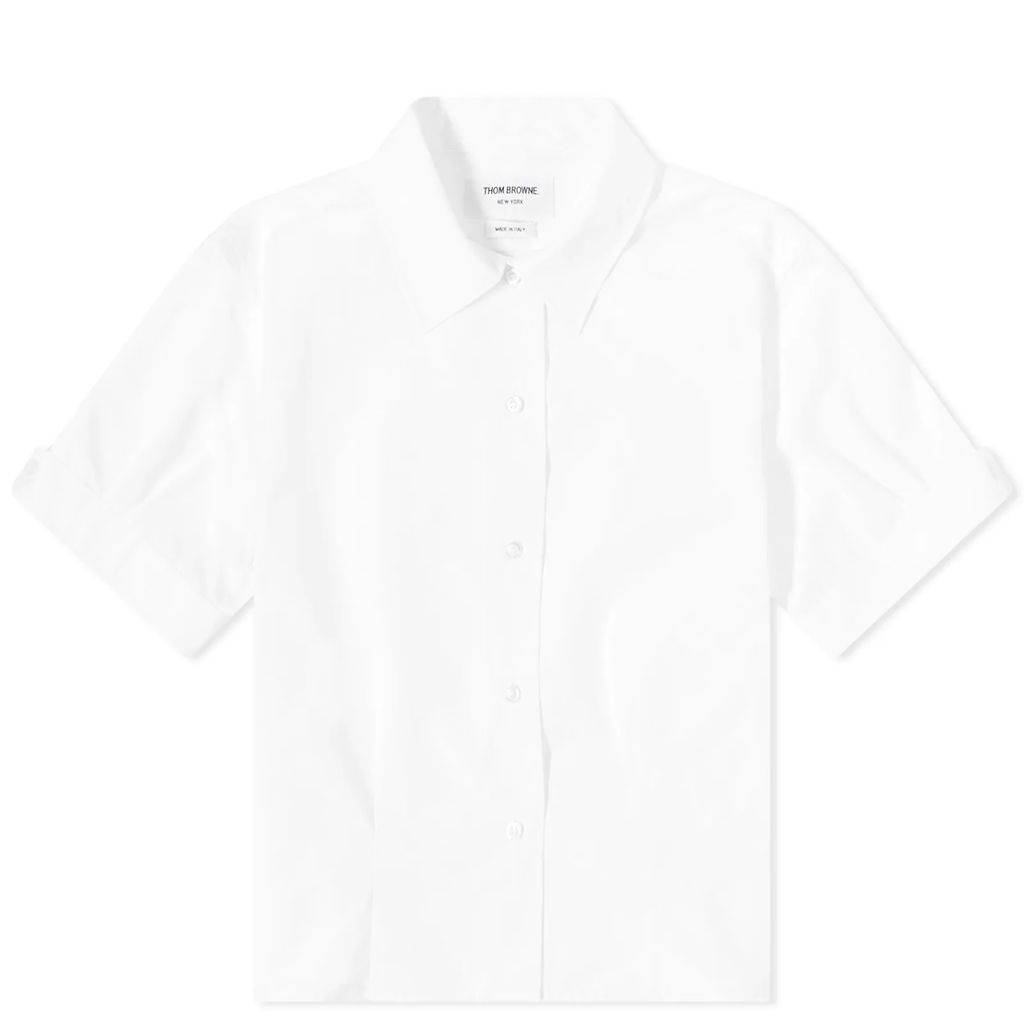 Women's Short Sleeve Tucked Shirt White