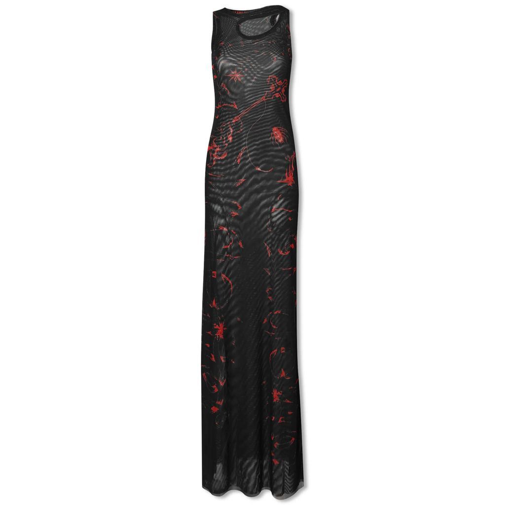 Women's Mesh Maxi Dress Skribbl Red