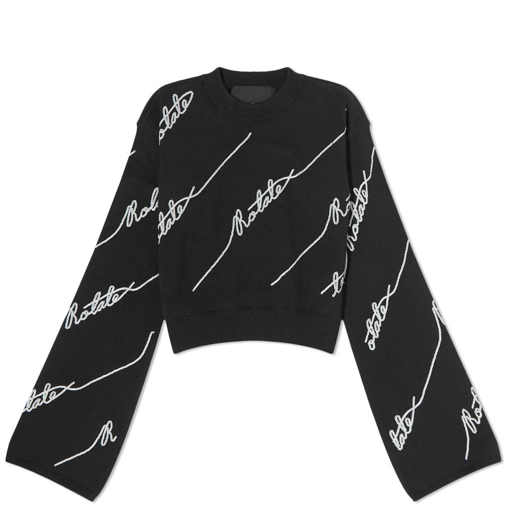 Women's Sequin Logo Sweater Black