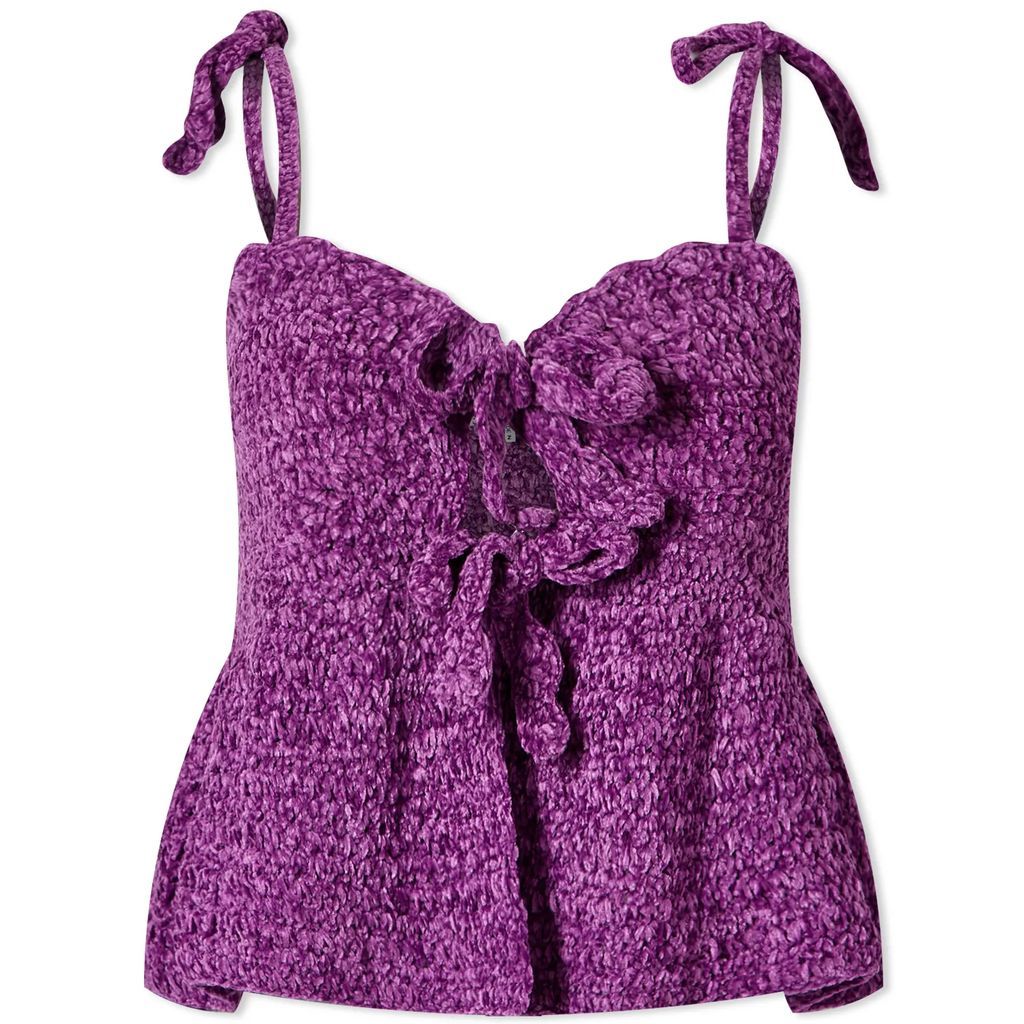 Women's Velvet Crochet Bandeau Strap Top Sparkling Grape