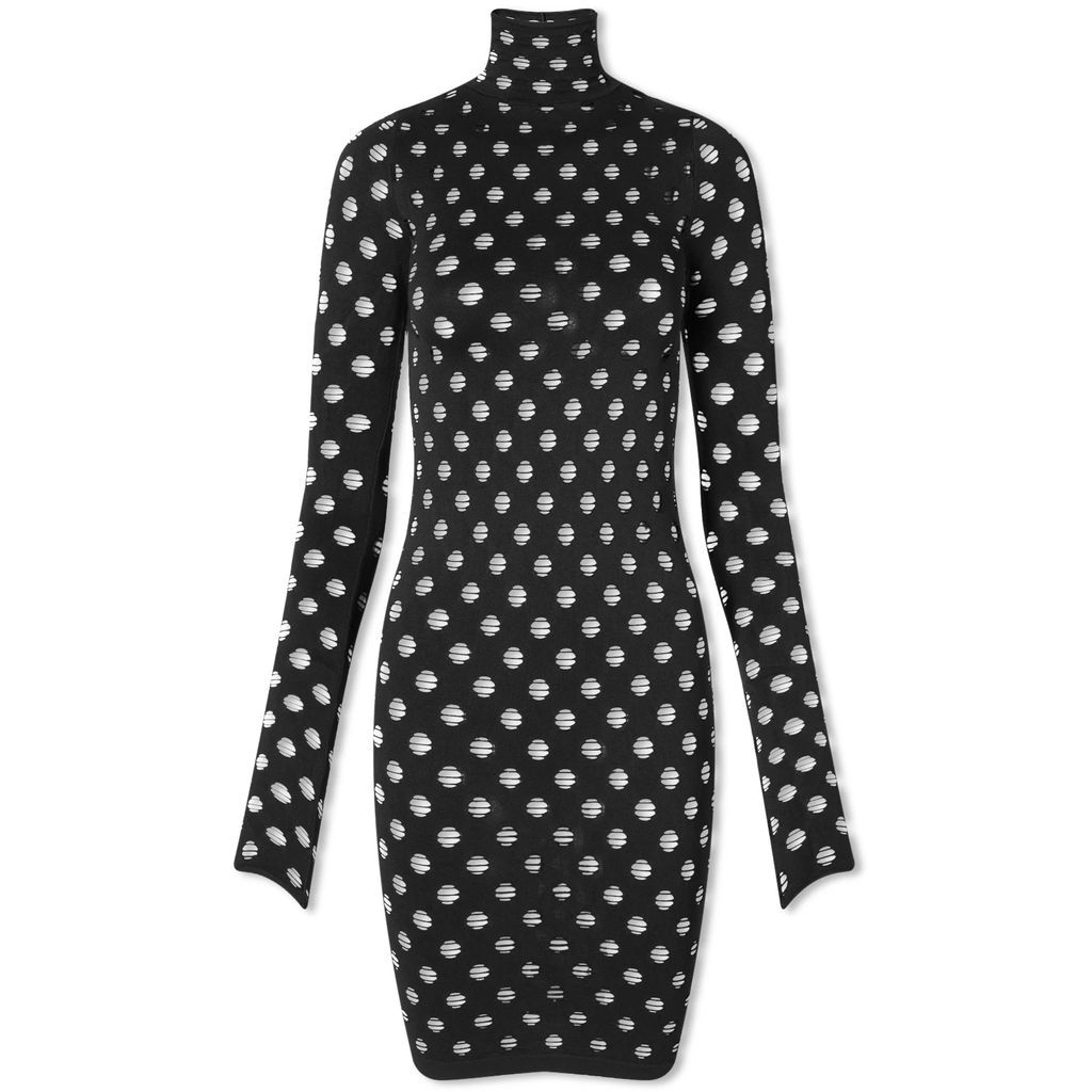 Women's Perforated Turtleneck Dress Black