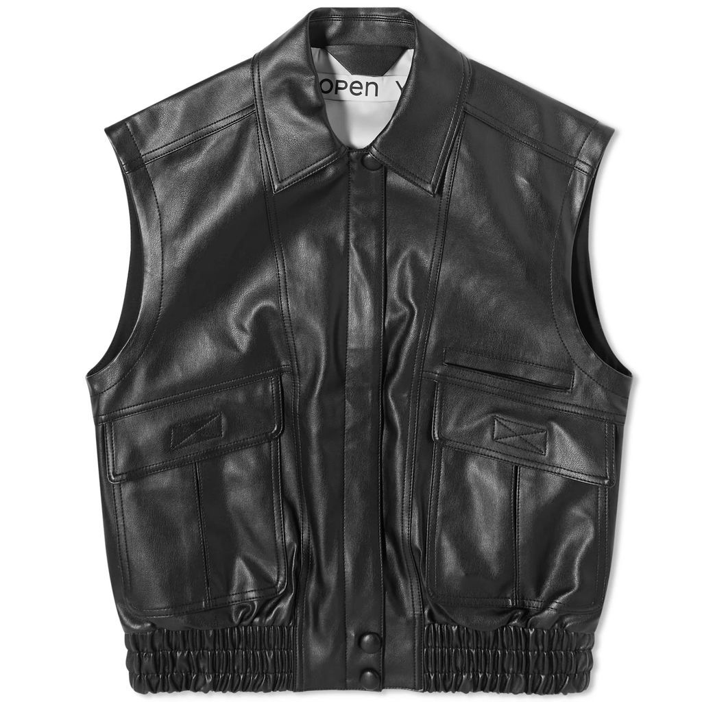Women's Faux Leather Biker Vest Black