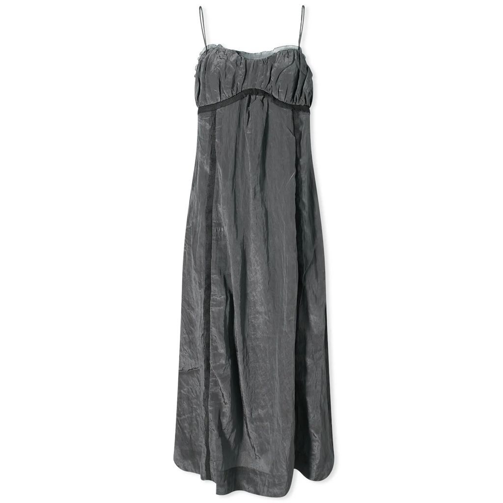 Women's Shiny Tech Strap Midi Dress Grey Pinstripe