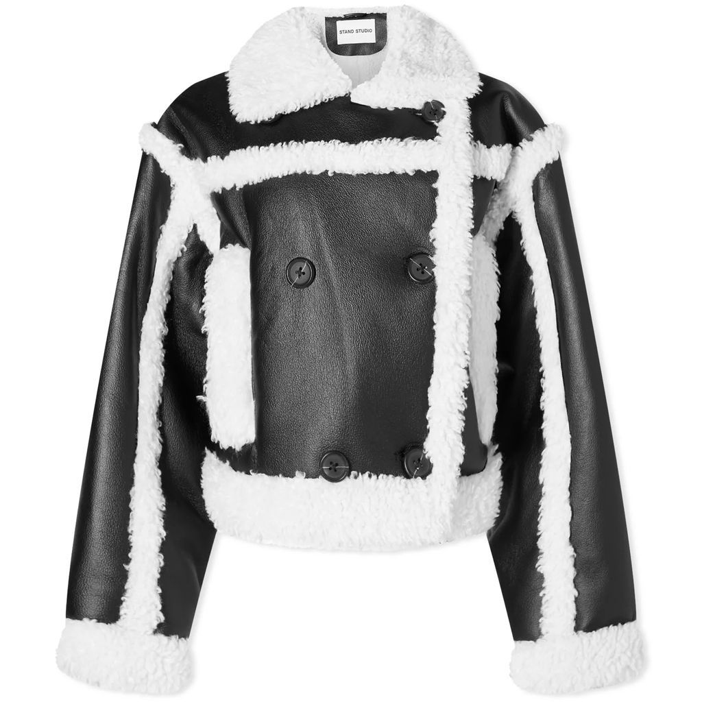 Women's Kristy Faux Shearling Jacket Black/Off White