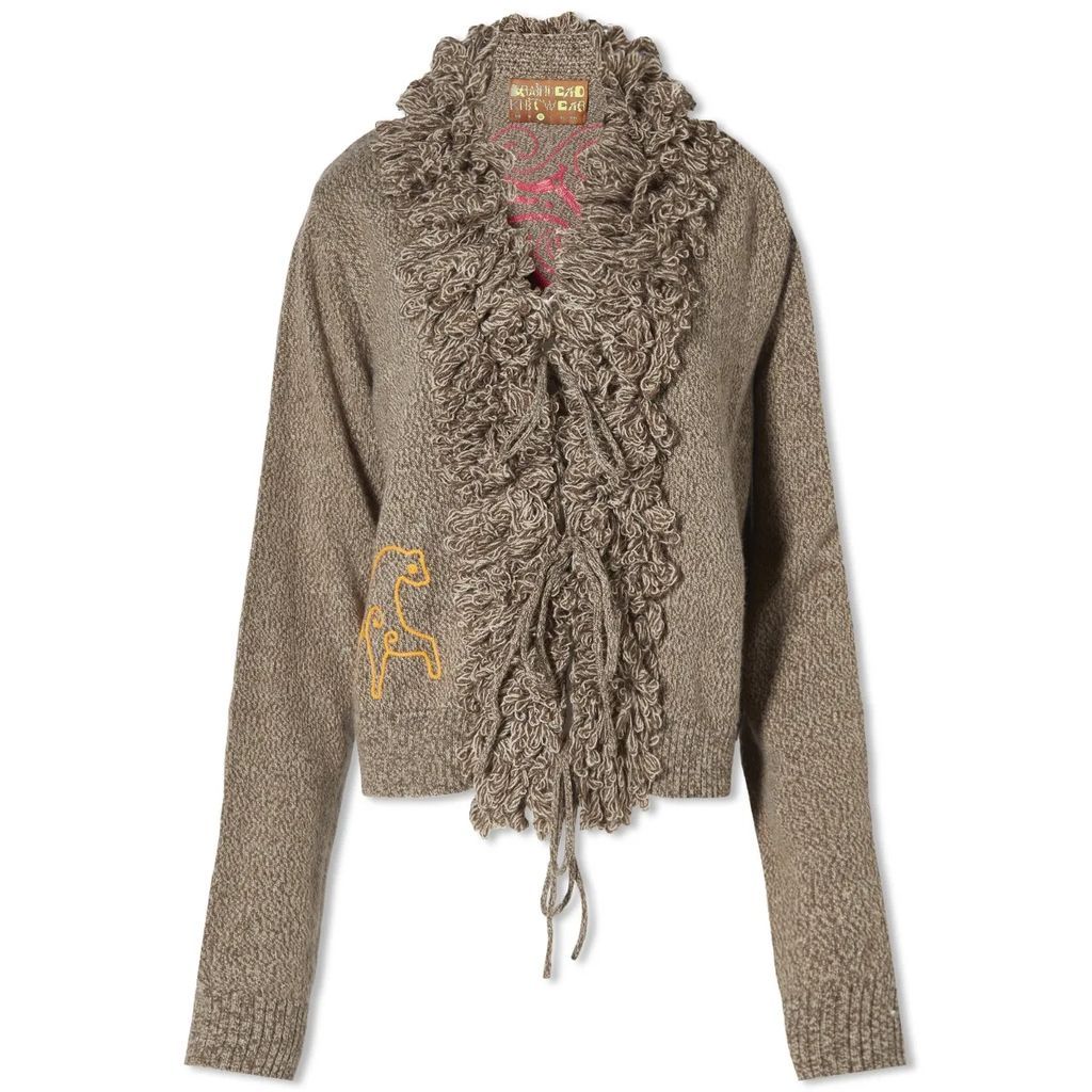 Women's Marled Embroidered Cardigan Clay