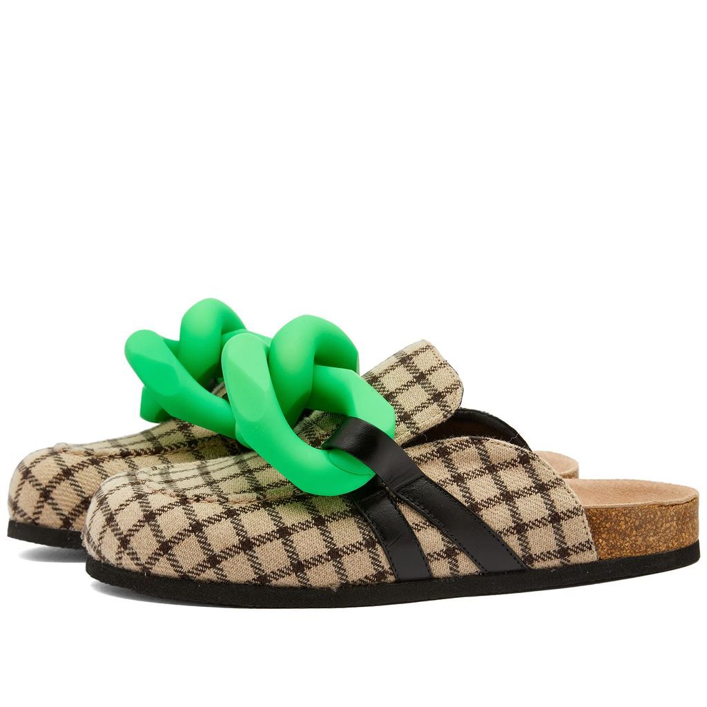 JW Anderson Chain Loafer Checked Mules Bright Green