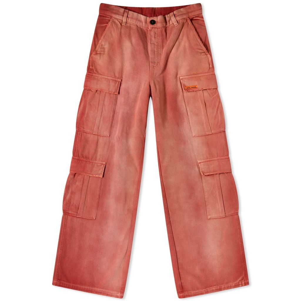 Women's Distressed Canvas Cargo Pants Red/White