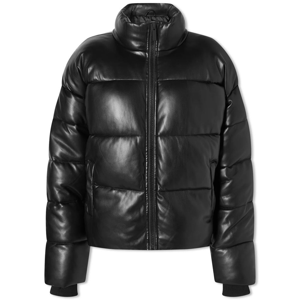 Women's Leather Look Puffer Jacket Black