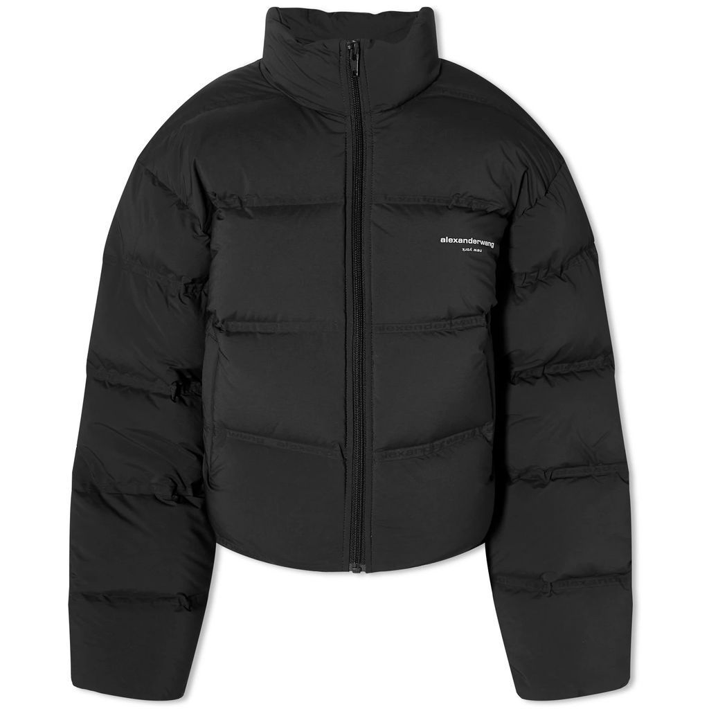 Women's Jacquard Cropped Puffer Jacket Black