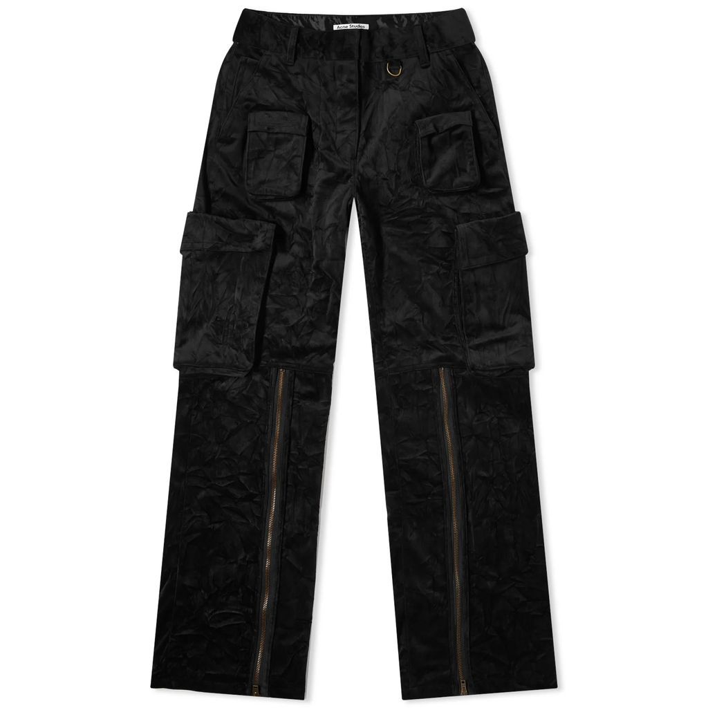 Women's Velvet Cargo Pants Black
