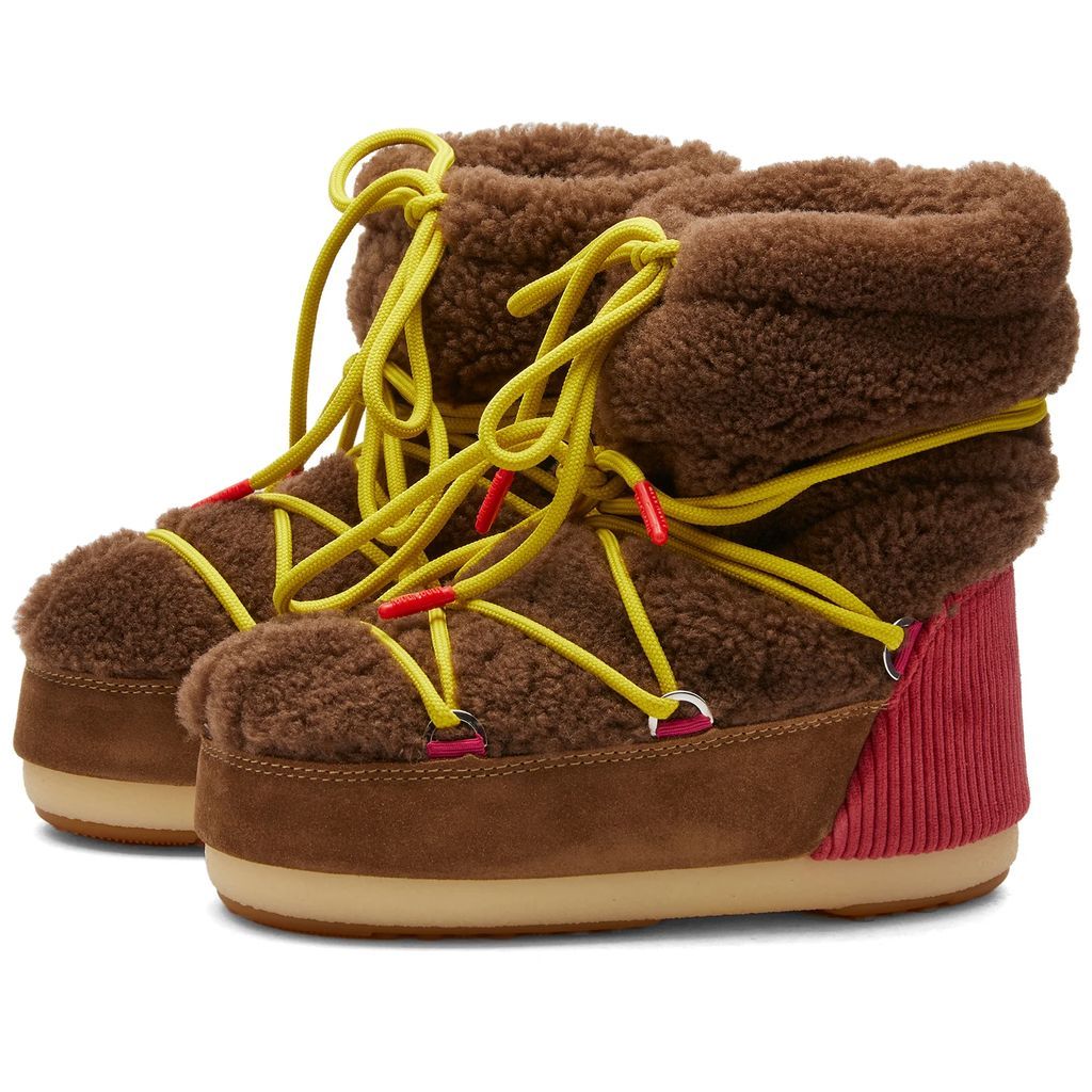 Women's Light M Patch Shearling Boots Brown/Red