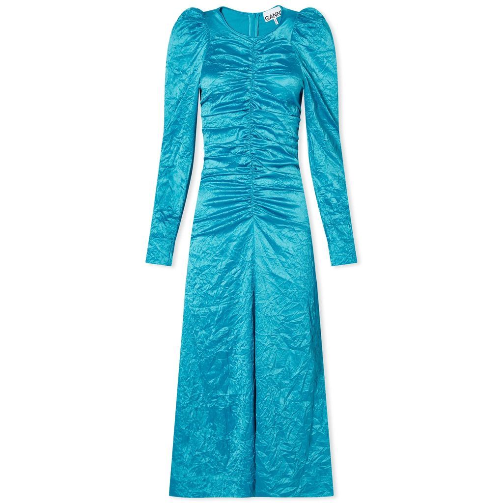 Women's Satin O-Neck Midi Dress Algiers Blue