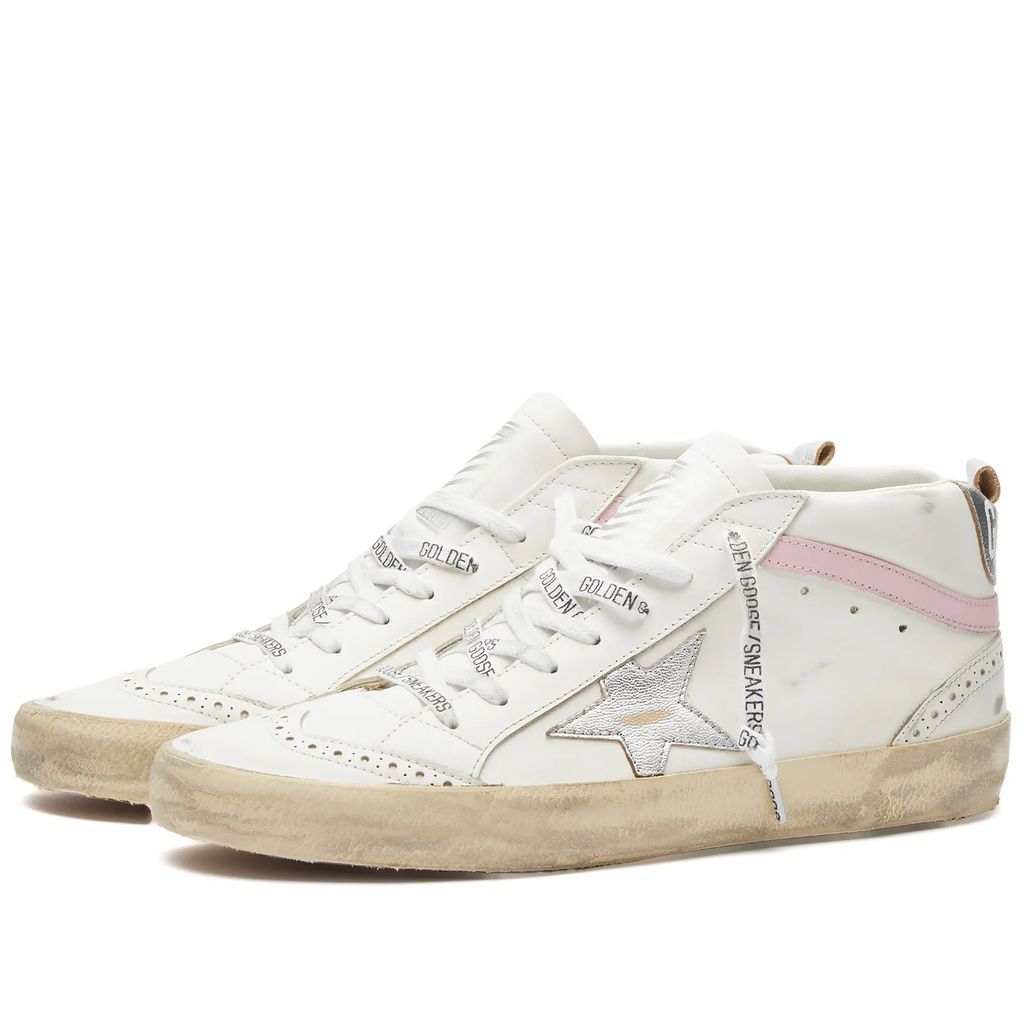 Women's Mid Star Leather Sneaker White/Silver/Pink