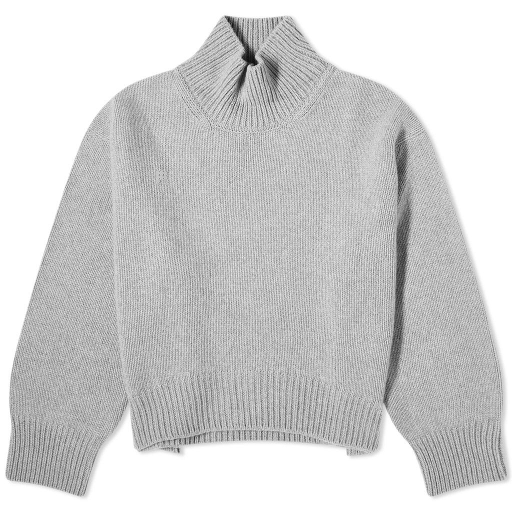 Women's Recycled Cashmere Knit Chunky Turtleneck Sweater Grey Marl