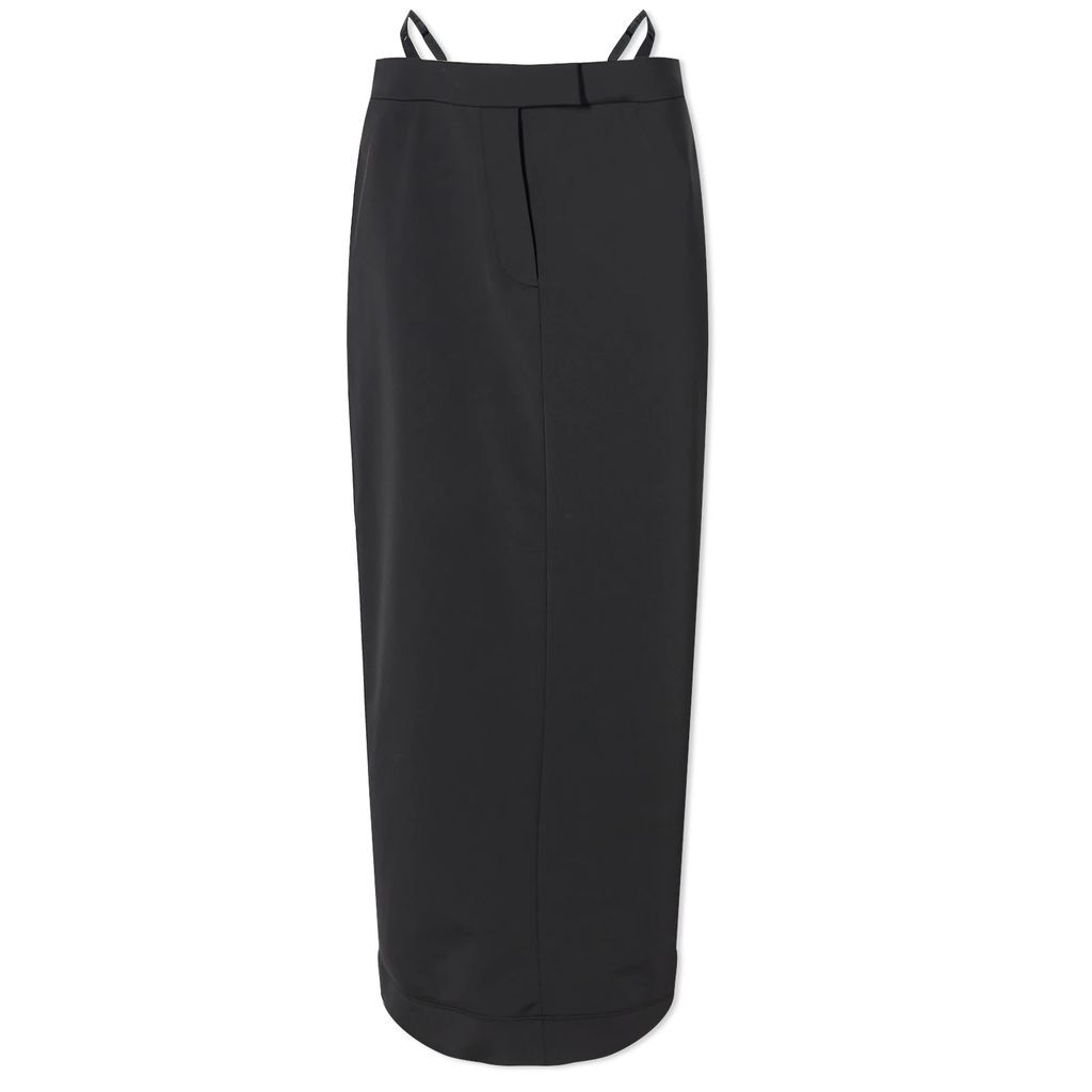 Women's Fitted Long Skirt With Logo Elastic G String Black