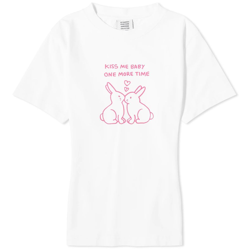 Women's Kissing Bunnies Fitted T-Shirt White