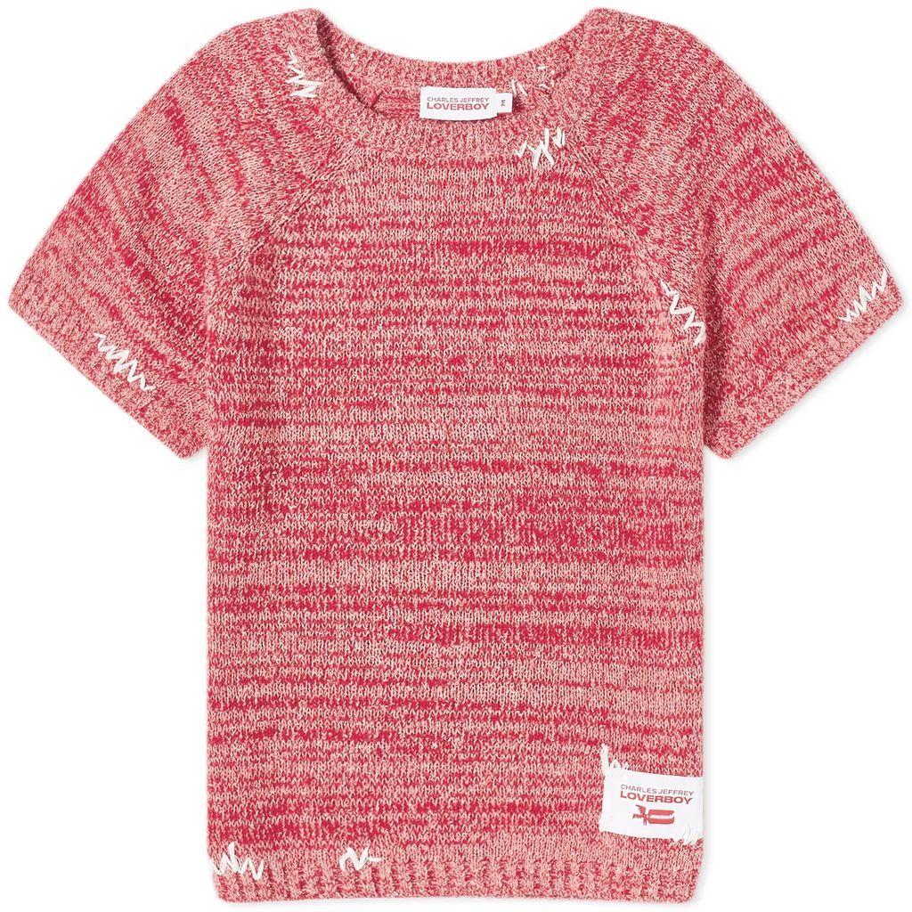 Women's Label Knitted Baby T-Shirt Red Marl