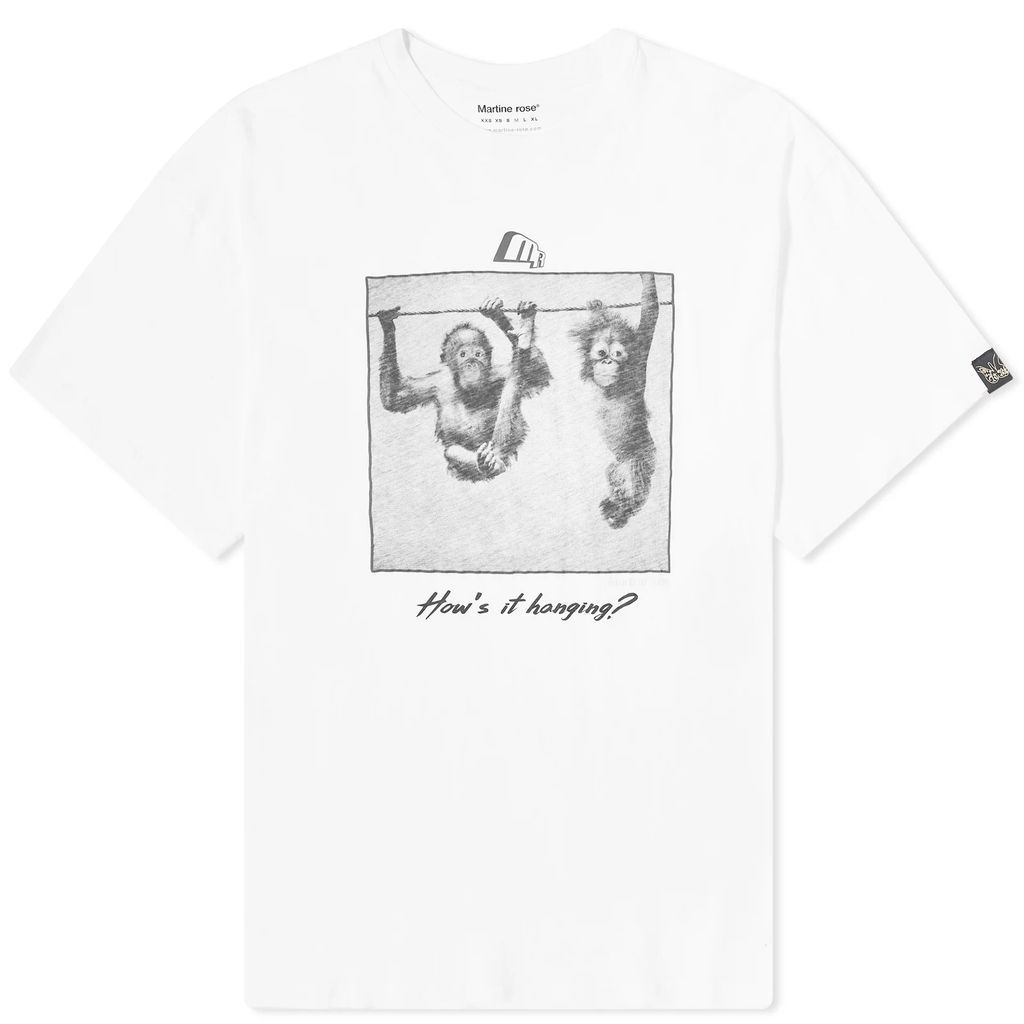 Women's Oversized Monkey Print T-Shirt White/Hanging