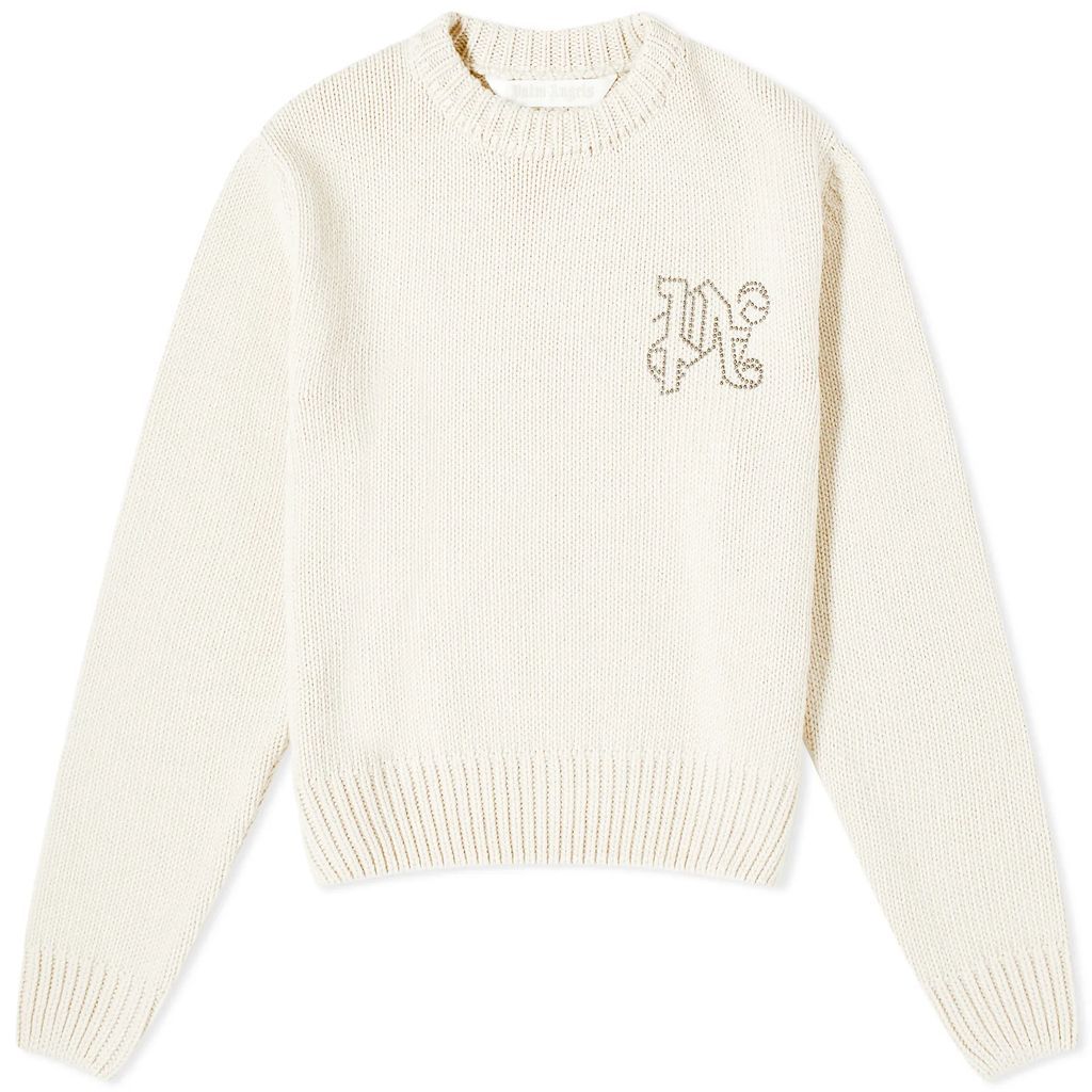 Women's Monogram Stud Sweater White