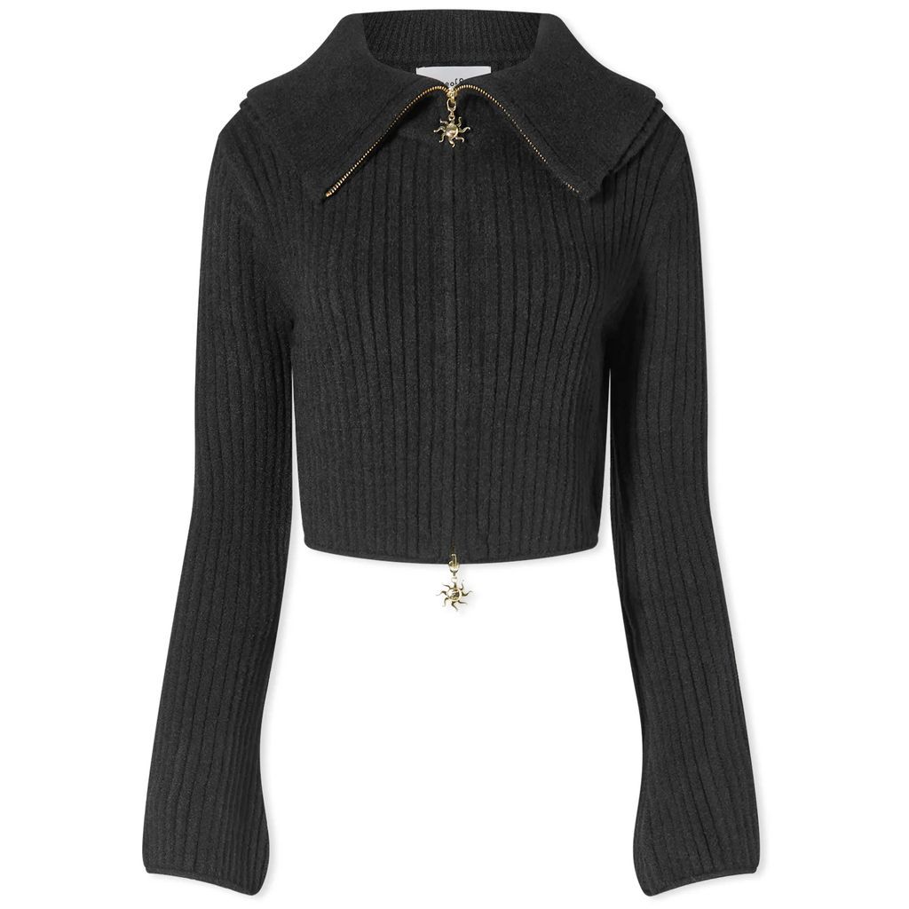 Women's Peggy Double Collar Cropped Cardigan Onyx