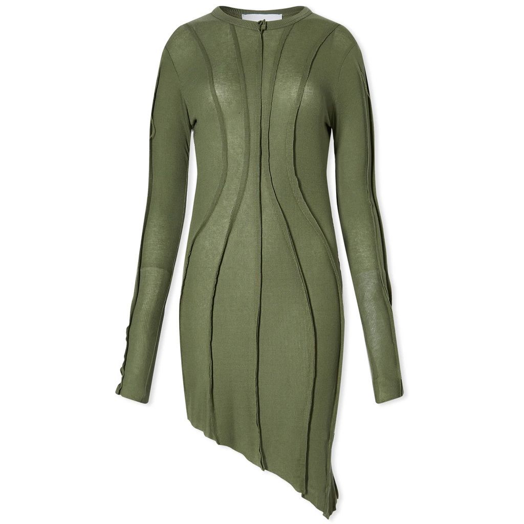 Women's Aysmmetric Long Sleeve Mini Dress Army Green