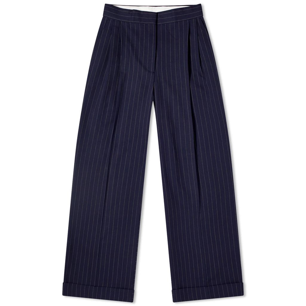 Maison Kitsune Double Pleats Striped Pants Navy Stripes