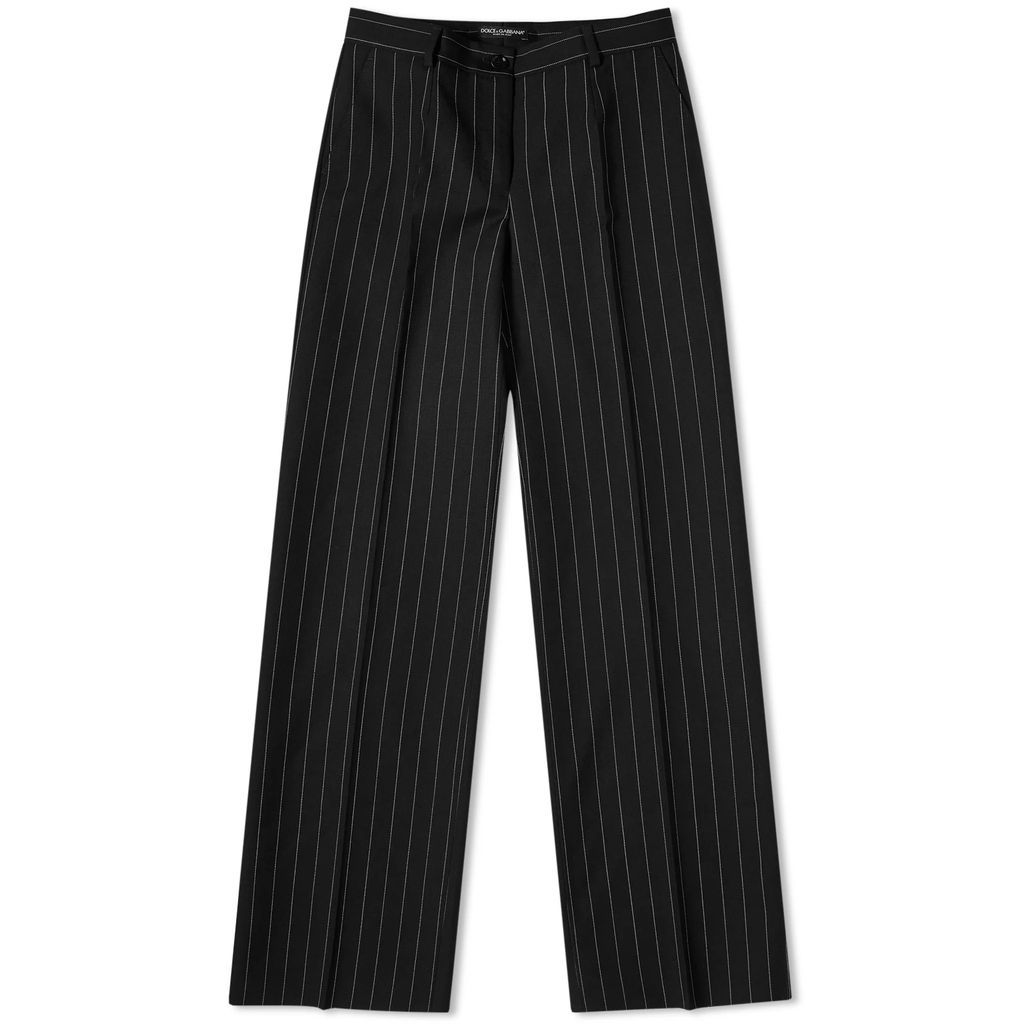 Women's Striped Tailored Trousers Black
