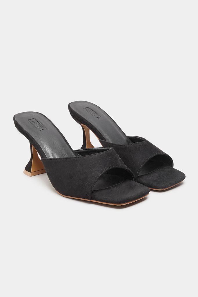 black flared heel mules in extra wide eee fit