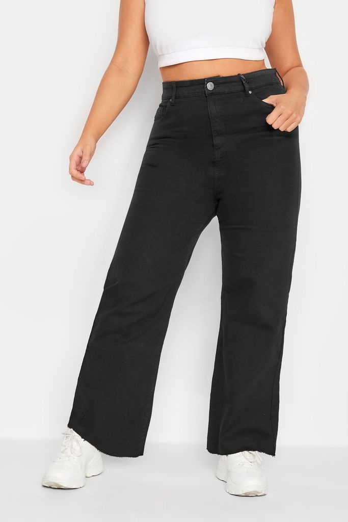 Curve Black Stretch Wide Leg Jeans, Women's Curve & Plus Size, Yours