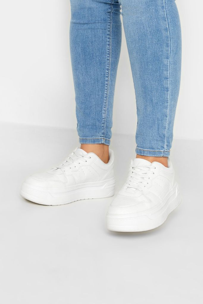 White Super Chunky Trainers In Extra Wide eee Fit