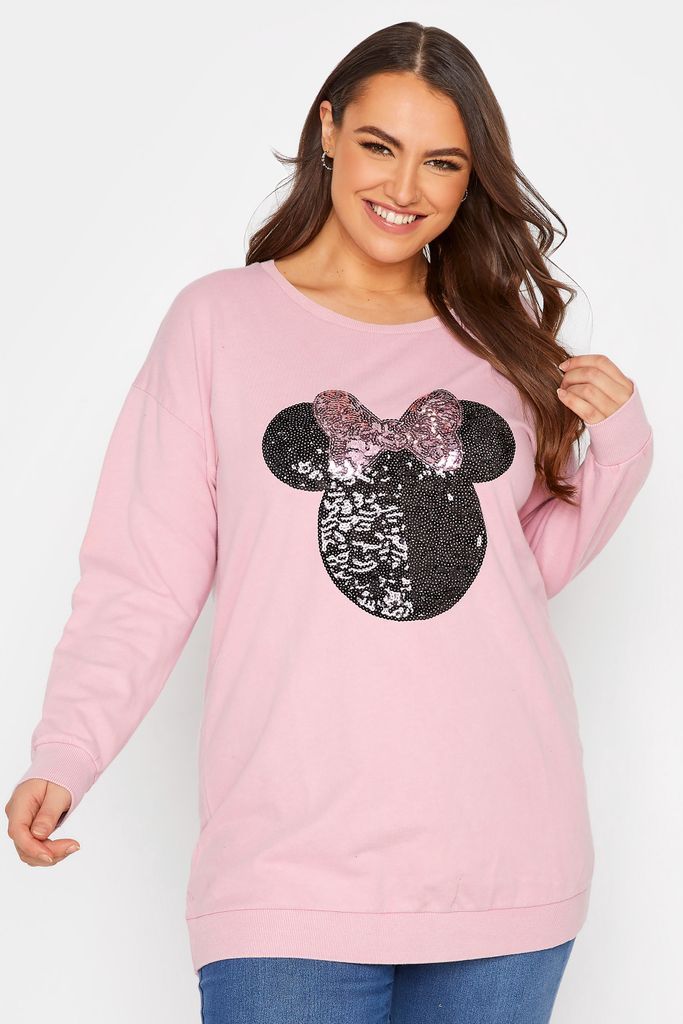 Curve Pink Minnie Mouse Sequin Sweatshirt, Women's Curve & Plus Size, Disney