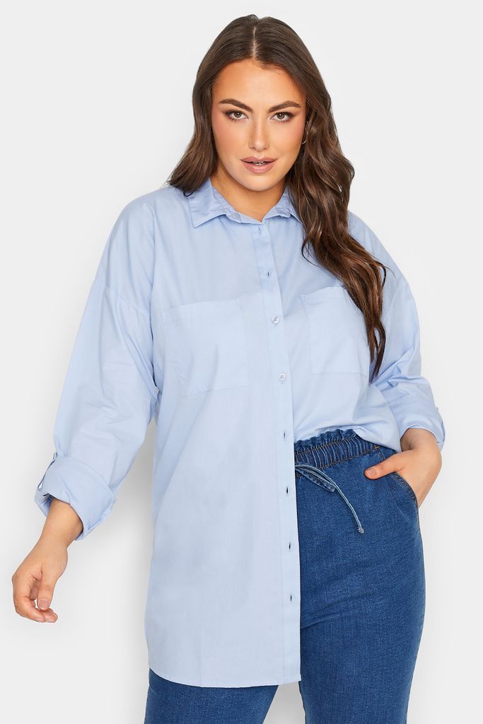 Curve Blue Oversized Shirt, Women's Curve & Plus Size, Yours For Good