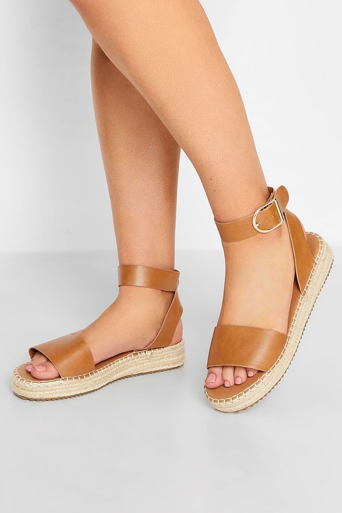 Brown Flatform Espadrilles In Wide E Fit & Extra Wide eee Fit
