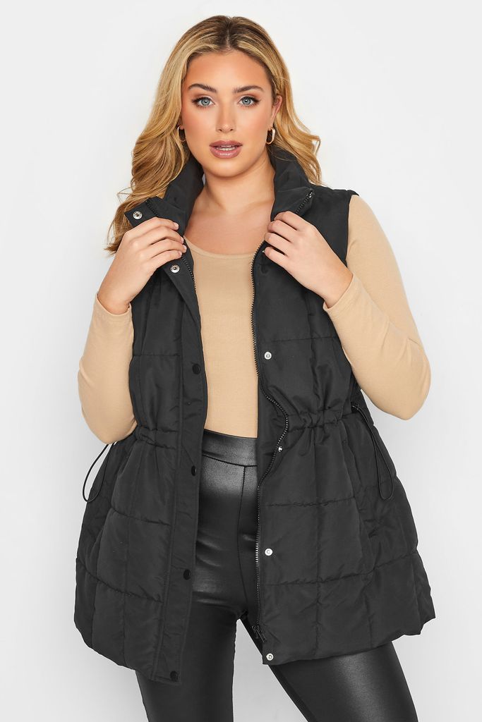 Curve Black Quilted Lightweight Gilet, Women's Curve & Plus Size, Yours