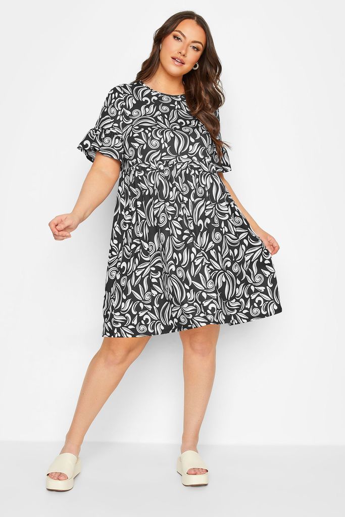 Curve Black Abstract Print Smock Tunic Dress, Women's Curve & Plus Size, Yours