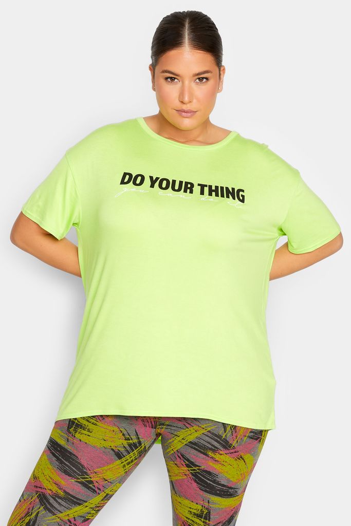 Active Curve Lime Green 'Do Your Thing' Slogan Top, Women's Curve & Plus Size, Yours