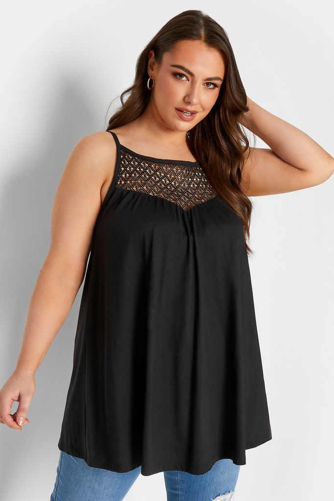 Curve Black Crochet Vest Top, Women's Curve & Plus Size, Yours