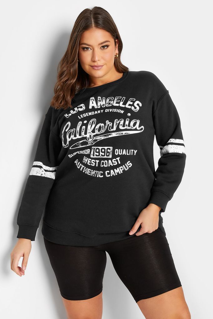 Curve Black 'California' Slogan Printed Sweatshirt, Women's Curve & Plus Size, Yours