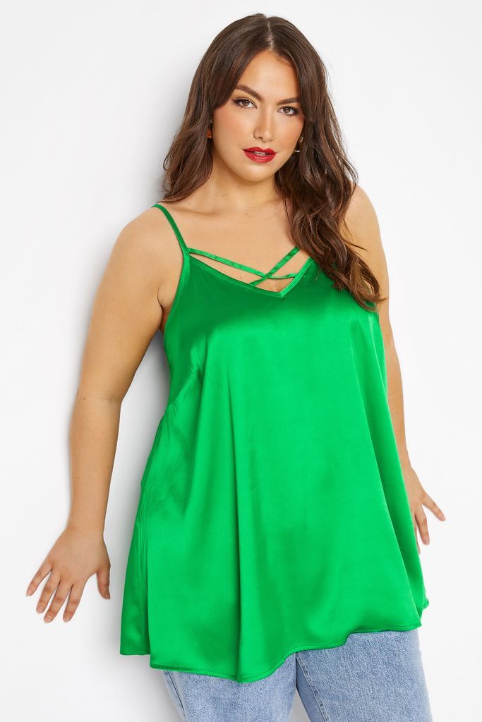 Curve Bright Green Satin Cami Top, Women's Curve & Plus Size, Limited Collection