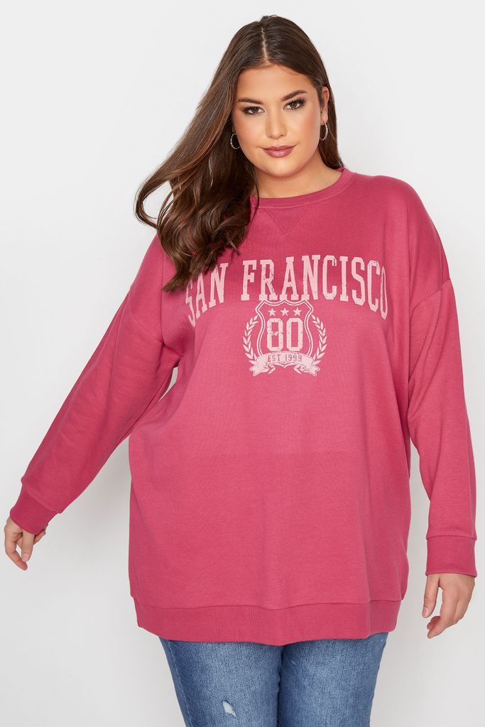 Curve Pink 'San Francisco' Slogan Sweatshirt, Women's Curve & Plus Size, Yours