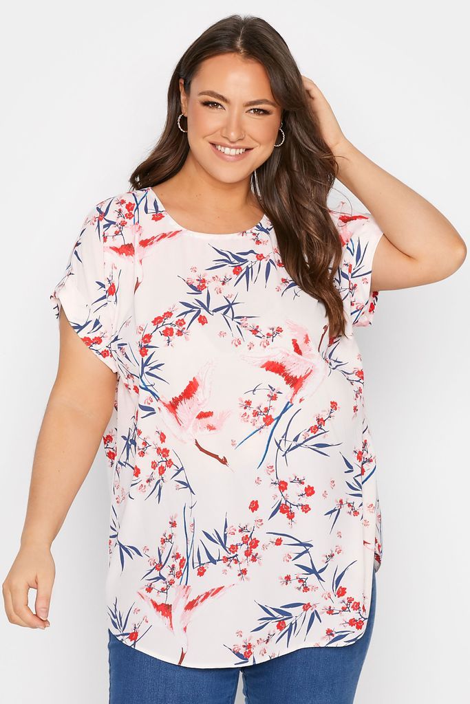 Curve Pink Floral Grown On Sleeve Top, Women's Curve & Plus Size, Yours
