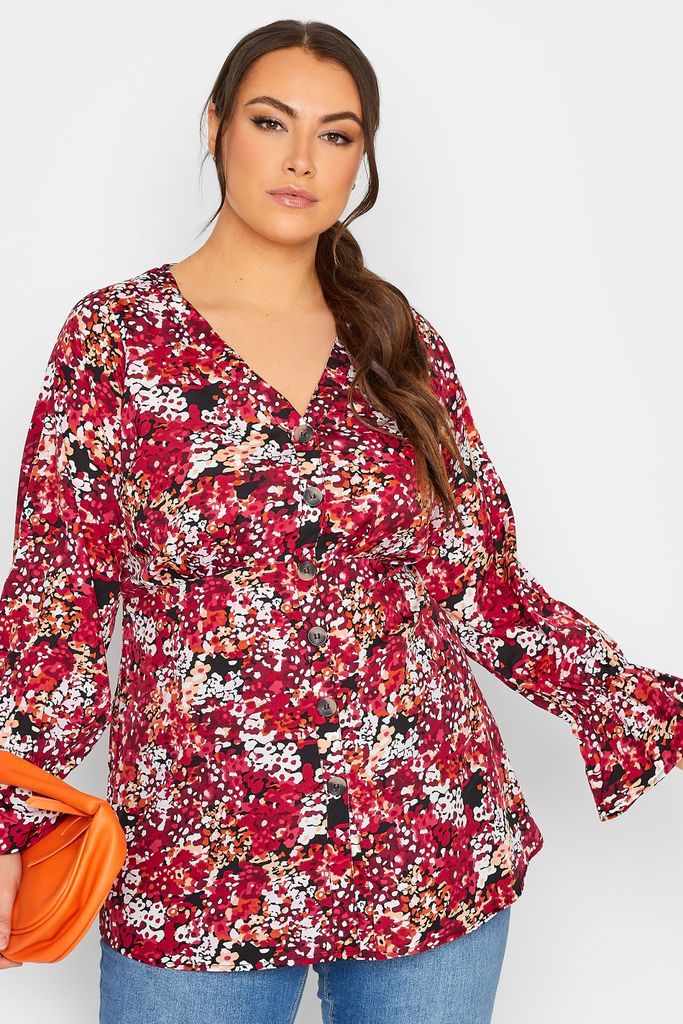Curve Red Abstract Print Blouse, Women's Curve & Plus Size, Limited Collection