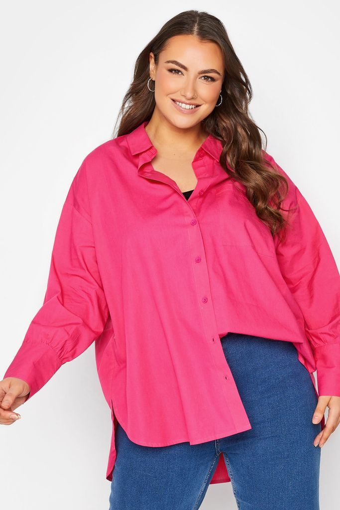 Curve Pink Oversized Poplin Shirt, Women's Curve & Plus Size, Yours