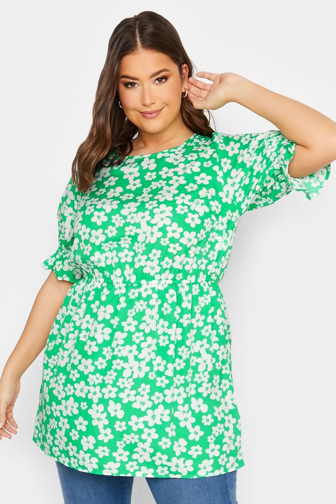 Curve Green Floral Peplum Top, Women's Curve & Plus Size, Yours