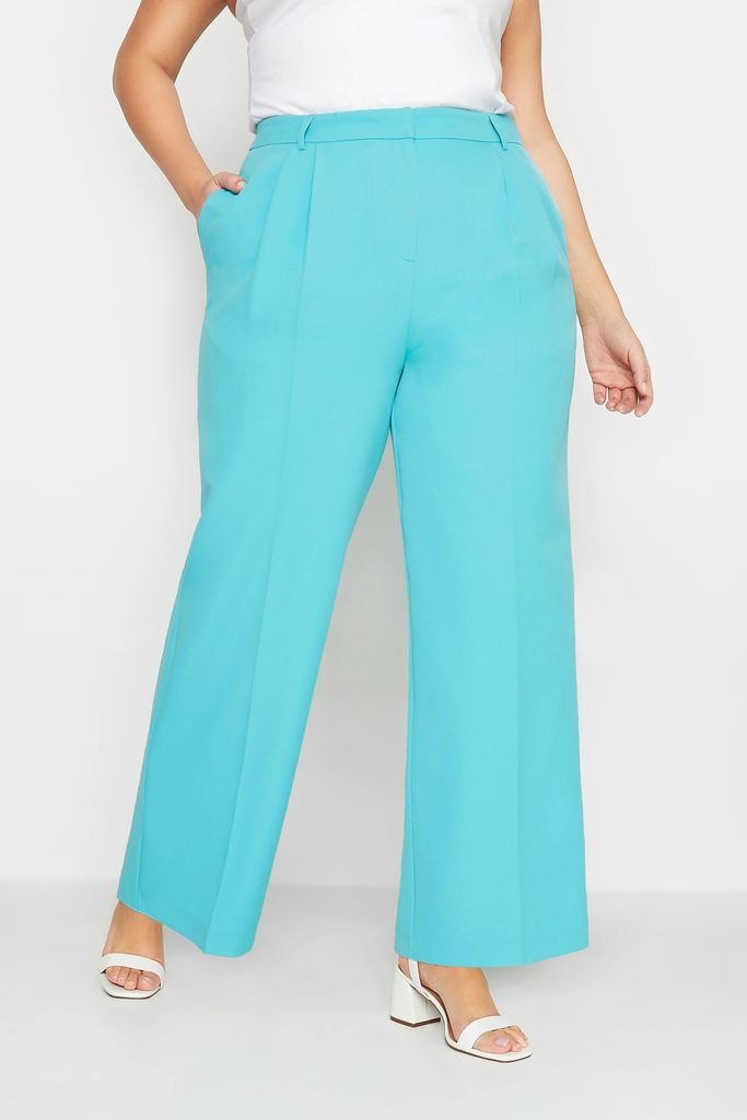 Curve Bright Blue Wide Leg Trousers, Women's Curve & Plus Size, Yours