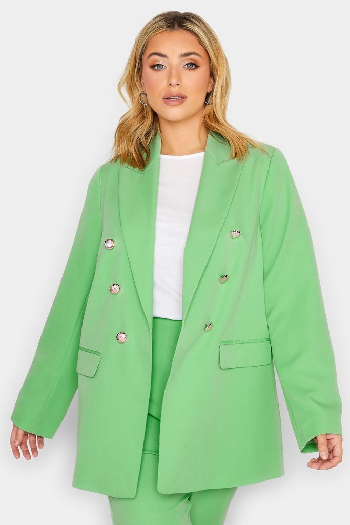 Curve Mint Green Military Blazer, Women's Curve & Plus Size, Yours