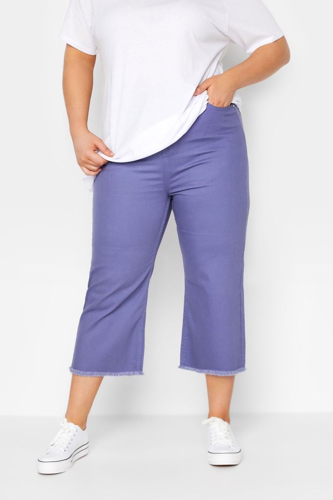 Curve Purple Stretch Cropped Jeans, Women's Curve & Plus Size, Yours