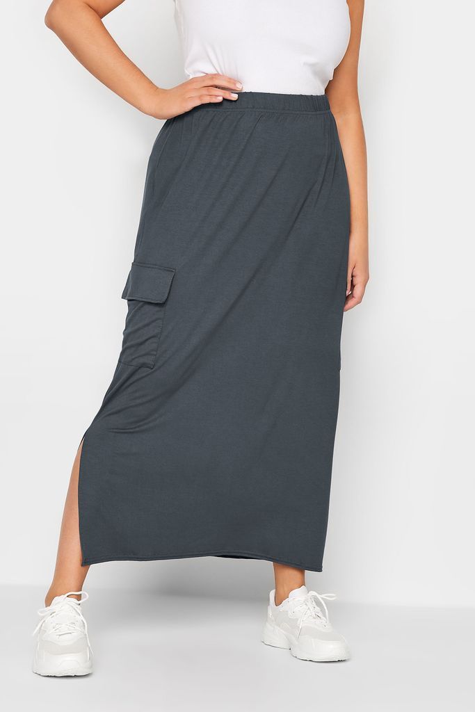 Curve Navy Blue Maxi Cargo Skirt, Women's Curve & Plus Size, Yours