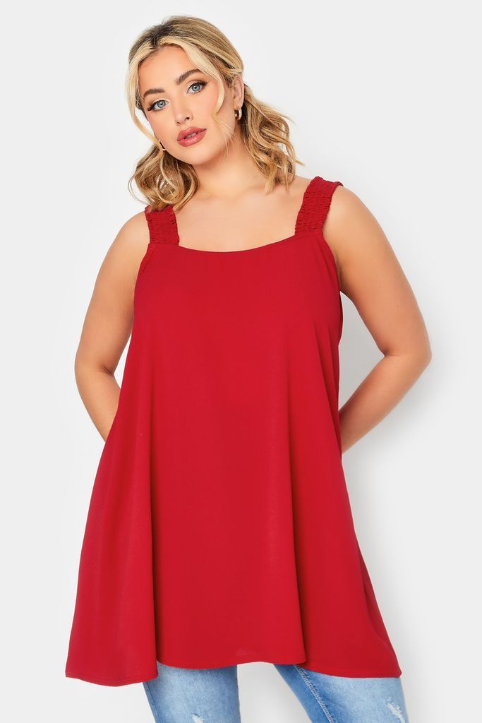 Curve Red Shirred Cami Top, Women's Curve & Plus Size, Limited Collection