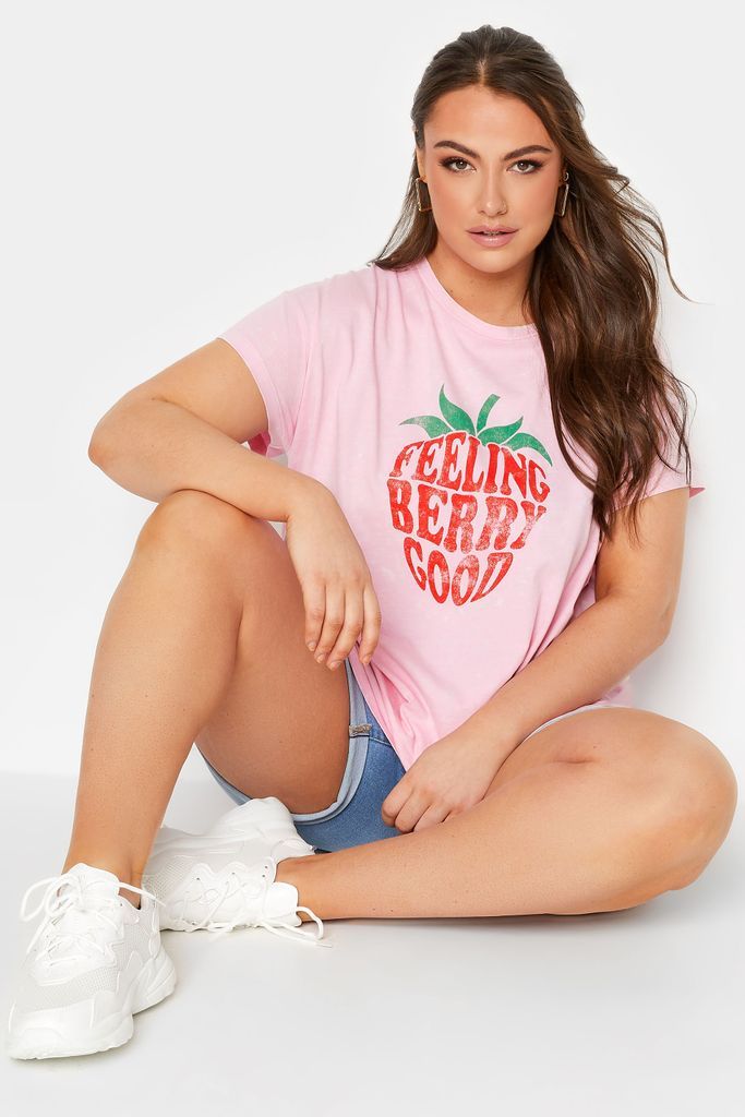 Curve Pink 'Feeling Berry Good' Acid Wash Tshirt, Women's Curve & Plus Size, Limited Collection